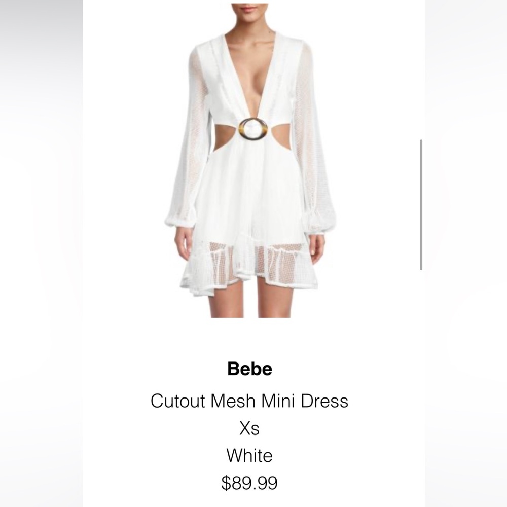 Bebe White Mesh Cutout Dress